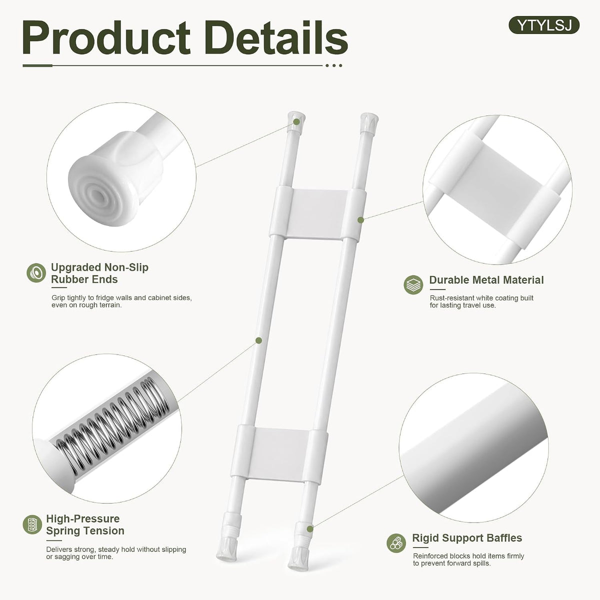 4-Pack RV Fridge Bars, Adjustable RV Tension Rods, 19.5-36.7"