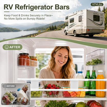 4-Pack RV Fridge Bars, Adjustable RV Tension Rods, 19.5-36.7"