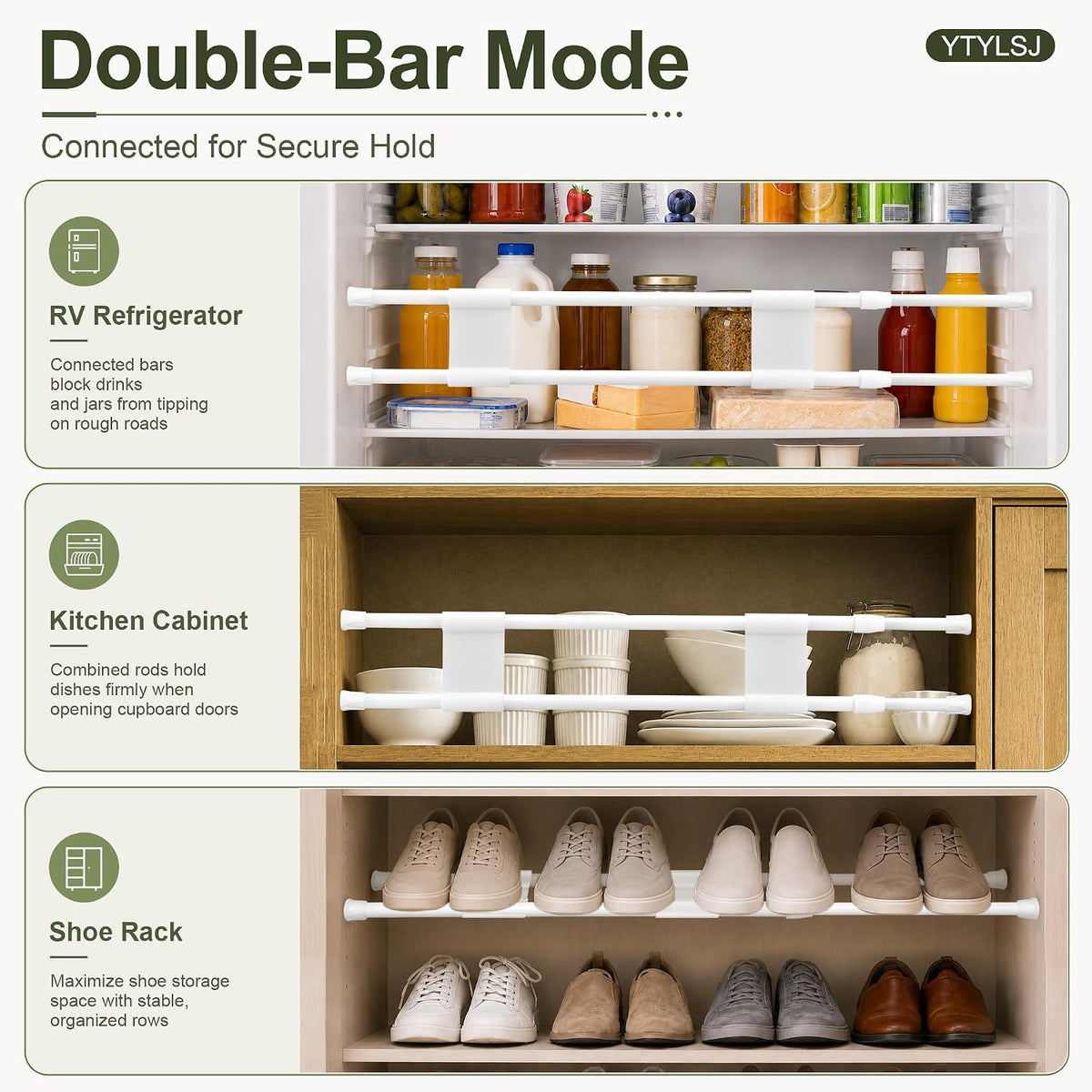 4-Pack RV Fridge Bars, Adjustable RV Tension Rods, 19.5-36.7"