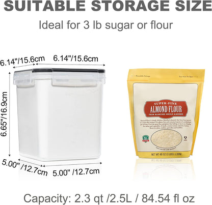 Large Food Storage Containers with Lids Airtight 5.2L /176Oz, for Flour, Sugar, Baking Supply, 3PCS BPA Free Plastic Canisters for Kitchen Pantry Organization