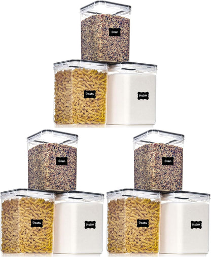 Large Food Storage Containers with Lids Airtight 5.2L /176Oz, for Flour, Sugar, Baking Supply, 3PCS BPA Free Plastic Canisters for Kitchen Pantry Organization