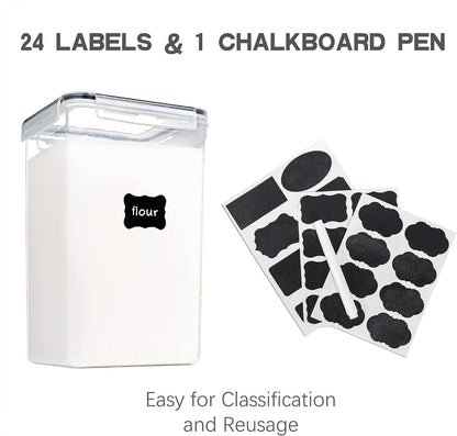 Large Food Storage Containers with Lids Airtight 5.2L /176Oz, for Flour, Sugar, Baking Supply, 3PCS BPA Free Plastic Canisters for Kitchen Pantry Organization