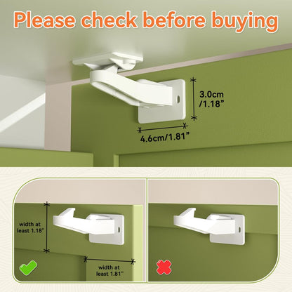 12 Pcs Baby Safety Cabinet Locks Childproof Drawer Locks with Screws, Kids Latch for Drawers and Cabinets, Works with Most Cabinets and Drawers.