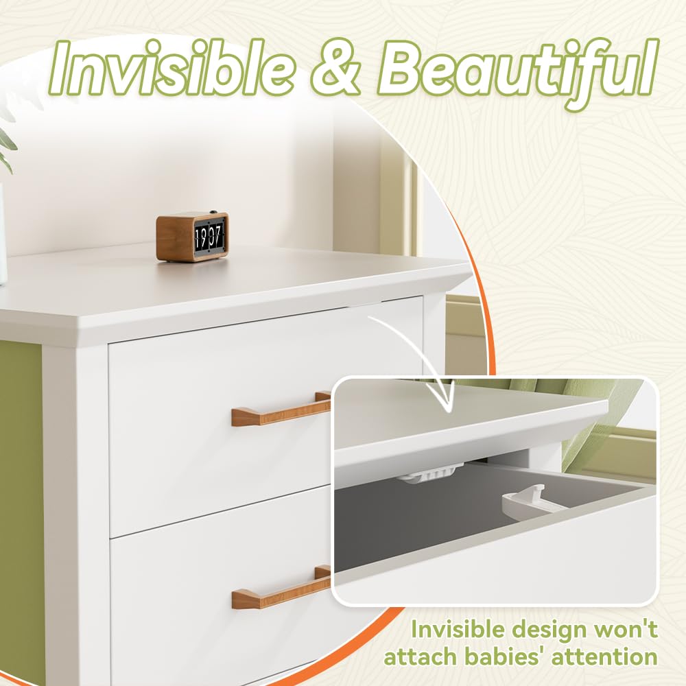 12 Pcs Baby Safety Cabinet Locks Childproof Drawer Locks with Screws, Kids Latch for Drawers and Cabinets, Works with Most Cabinets and Drawers.