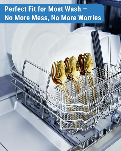 4-Compartment Dishwasher Silverware Basket, 304 Stainless Steel