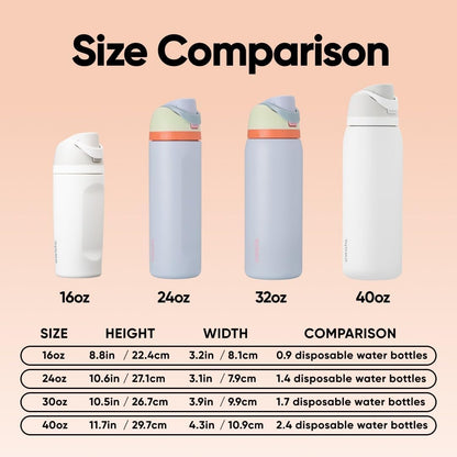FreeSip Insulated Stainless Steel Water Bottle with Straw for Sports and Travel, BPA-Free, 32oz, Foggy Tide - Colors B