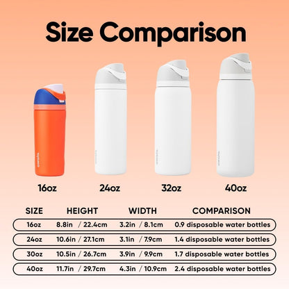 FreeSip Insulated Stainless Steel Water Bottle with Straw for Sports and Travel, BPA-Free, 32oz, Foggy Tide - Colors B