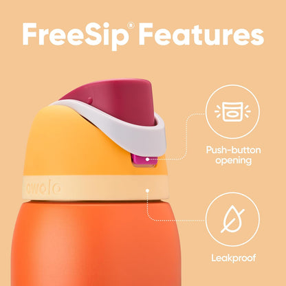 FreeSip Insulated Stainless Steel Water Bottle with Straw for Sports and Travel, BPA-Free, 32oz, Foggy Tide - Colors B