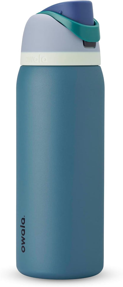 FreeSip Insulated Stainless Steel Water Bottle with Straw for Sports and Travel, BPA-Free, 32oz, Foggy Tide - Colors B