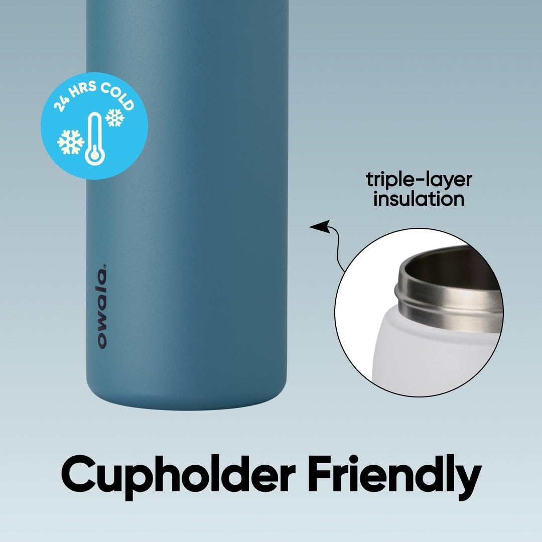 FreeSip Insulated Stainless Steel Water Bottle with Straw for Sports and Travel, BPA-Free, 32oz, Foggy Tide - Colors B