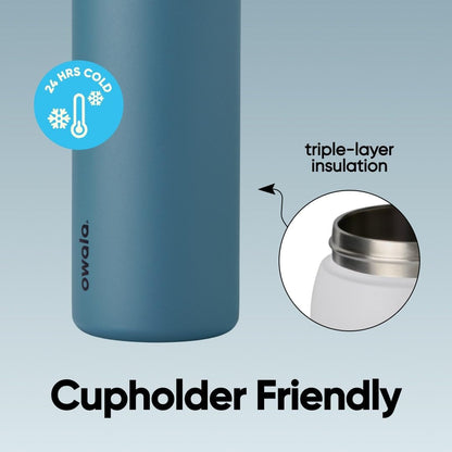 FreeSip Insulated Stainless Steel Water Bottle with Straw for Sports and Travel, BPA-Free, 32oz, Foggy Tide - Colors B