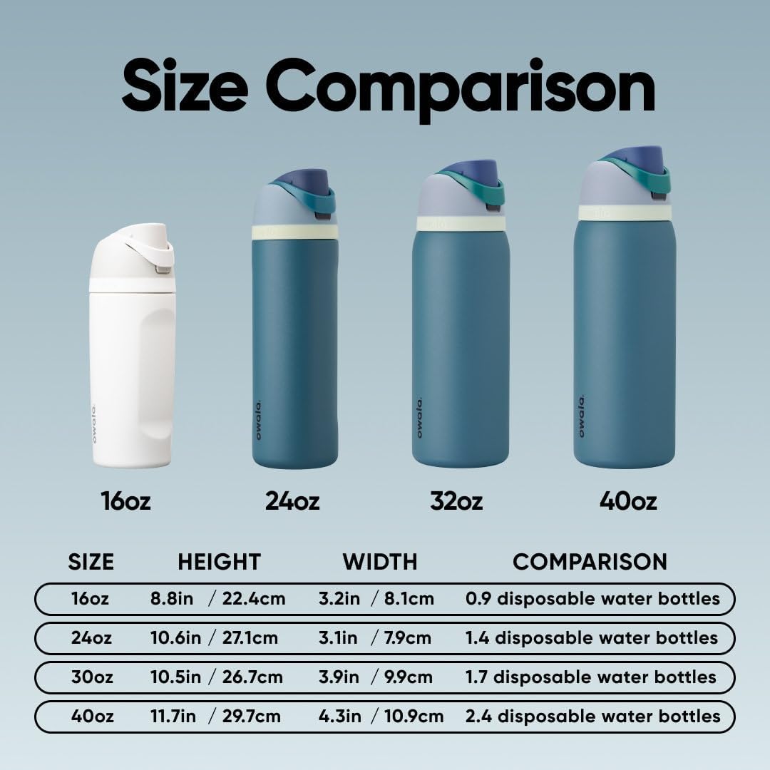 FreeSip Insulated Stainless Steel Water Bottle with Straw for Sports and Travel, BPA-Free, 32oz, Foggy Tide - Colors B