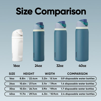 FreeSip Insulated Stainless Steel Water Bottle with Straw for Sports and Travel, BPA-Free, 32oz, Foggy Tide - Colors B