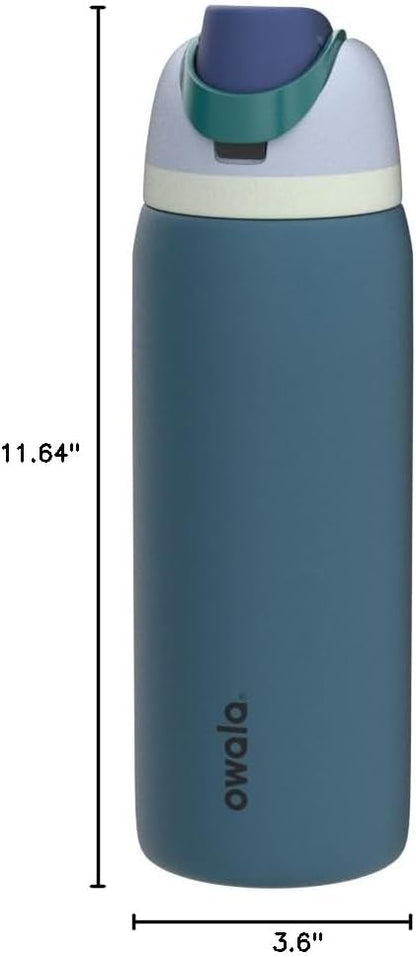 FreeSip Insulated Stainless Steel Water Bottle with Straw for Sports and Travel, BPA-Free, 32oz, Foggy Tide - Colors B