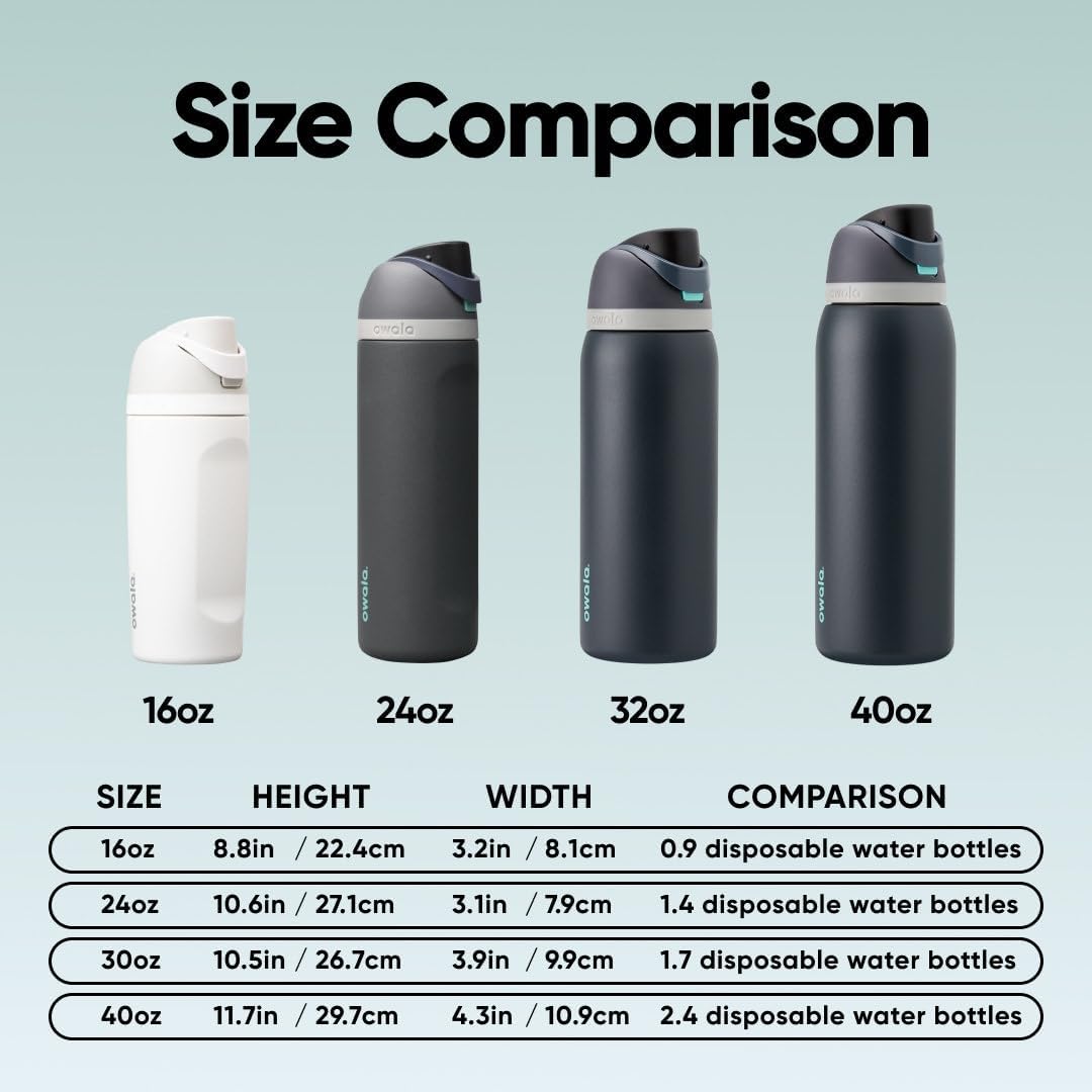 FreeSip Insulated Stainless Steel Water Bottle with Straw for Sports and Travel, BPA-Free, 32oz, Foggy Tide - Colors B