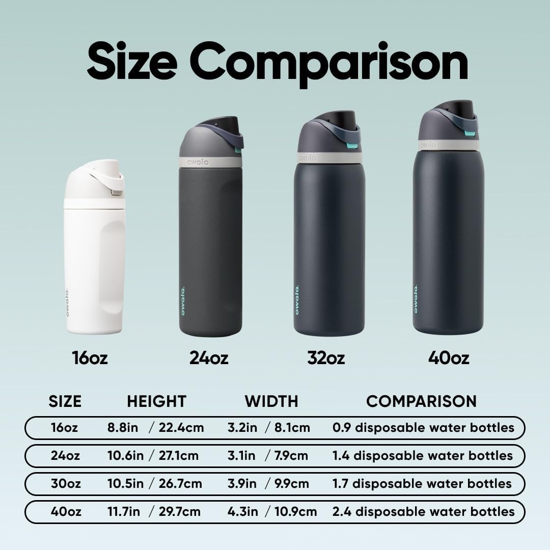 FreeSip Insulated Stainless Steel Water Bottle with Straw for Sports and Travel, BPA-Free, 32oz, Foggy Tide - Colors B