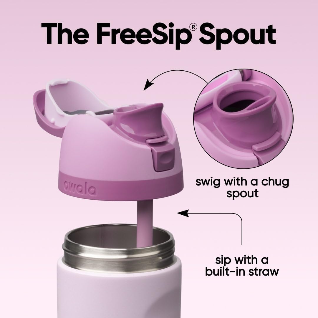 FreeSip Insulated Stainless Steel Water Bottle with Straw for Sports and Travel, BPA-Free, 32oz, Foggy Tide - Colors B
