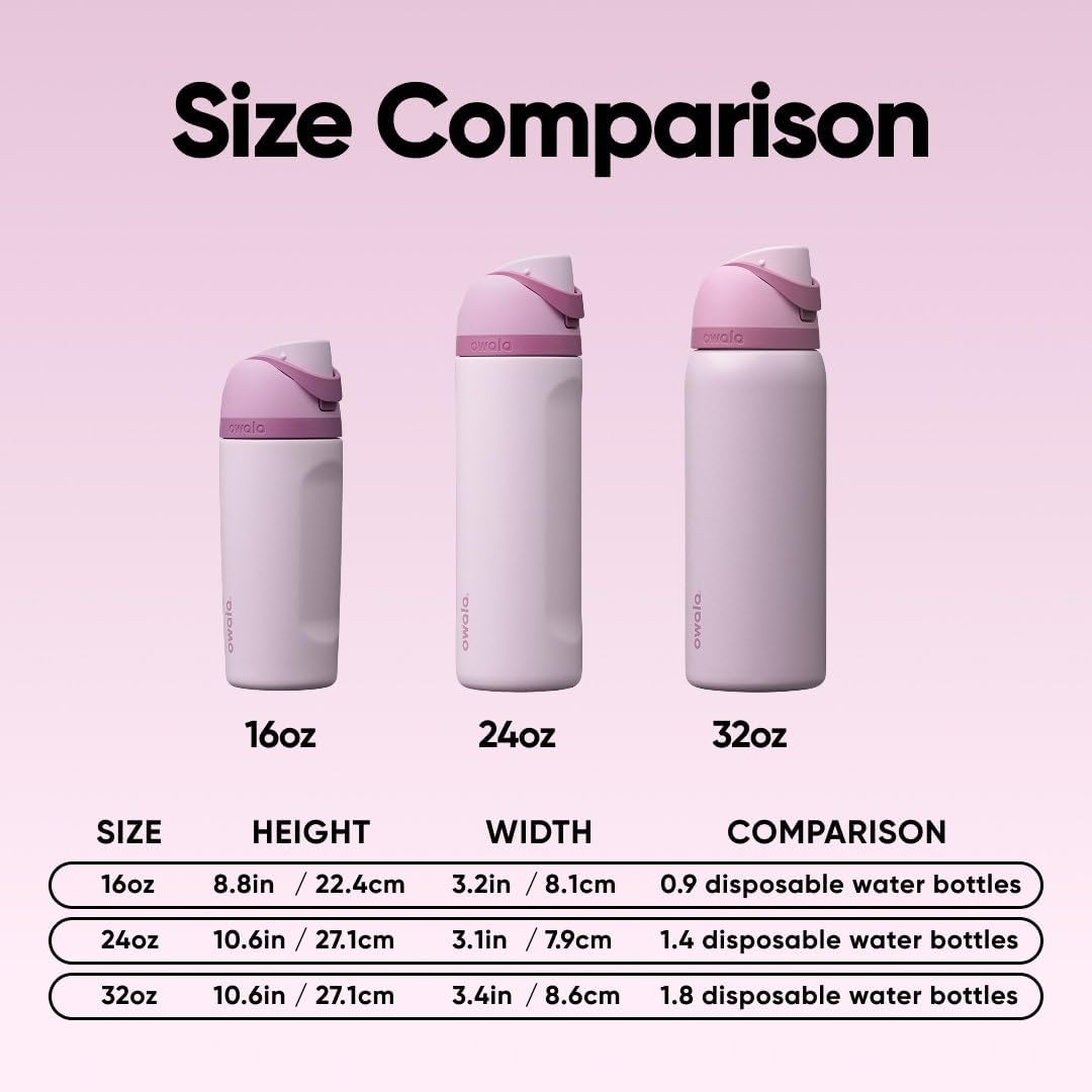 FreeSip Insulated Stainless Steel Water Bottle with Straw for Sports and Travel, BPA-Free, 32oz, Foggy Tide - Colors B
