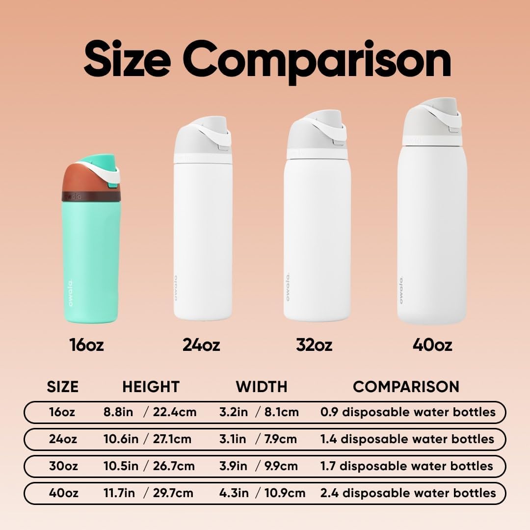 FreeSip Insulated Stainless Steel Water Bottle with Straw for Sports and Travel, BPA-Free, 32oz, Foggy Tide - Colors B