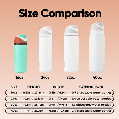 FreeSip Insulated Stainless Steel Water Bottle with Straw for Sports and Travel, BPA-Free, 32oz, Foggy Tide - Colors B