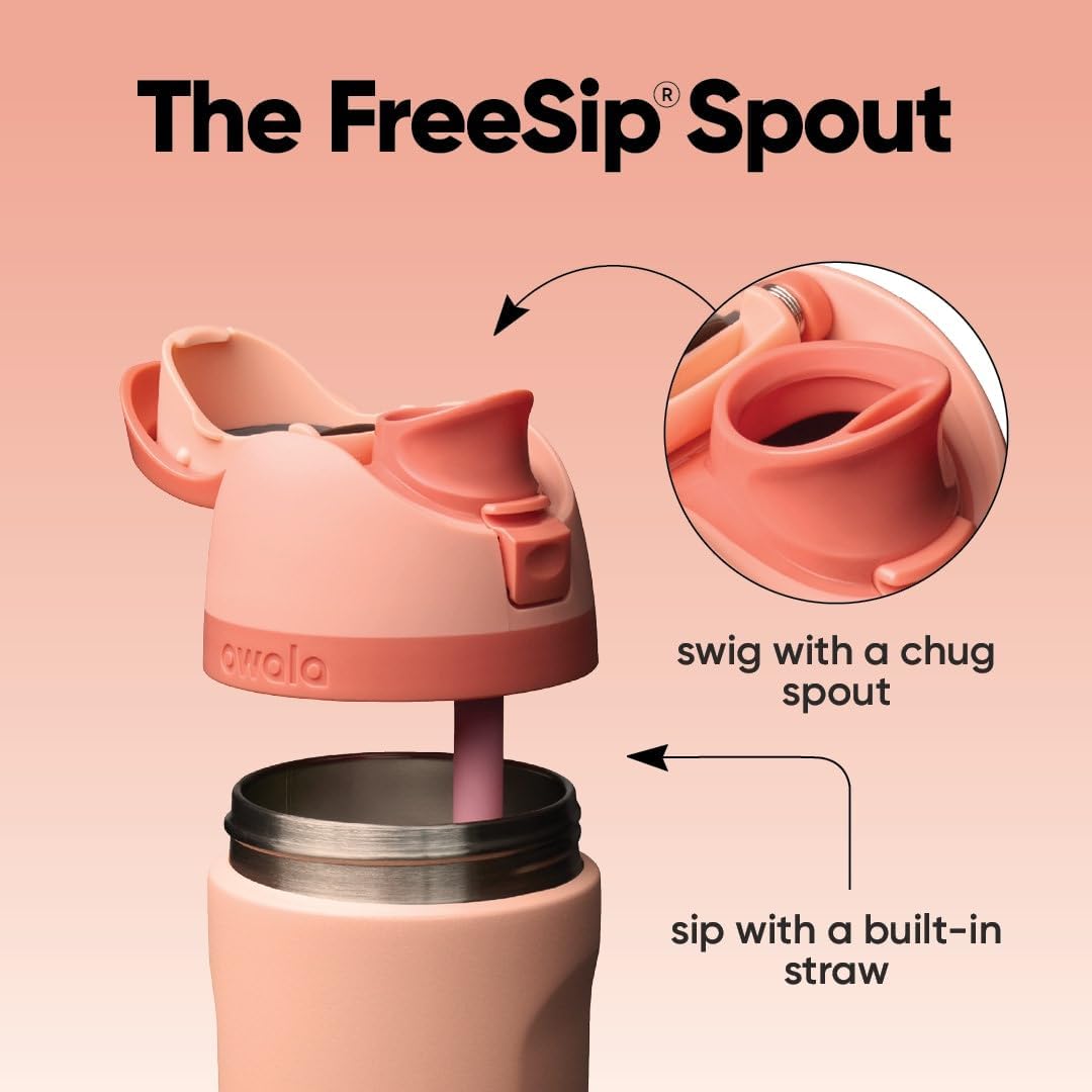 FreeSip Insulated Stainless Steel Water Bottle with Straw for Sports and Travel, BPA-Free, 32oz, Foggy Tide - Colors B