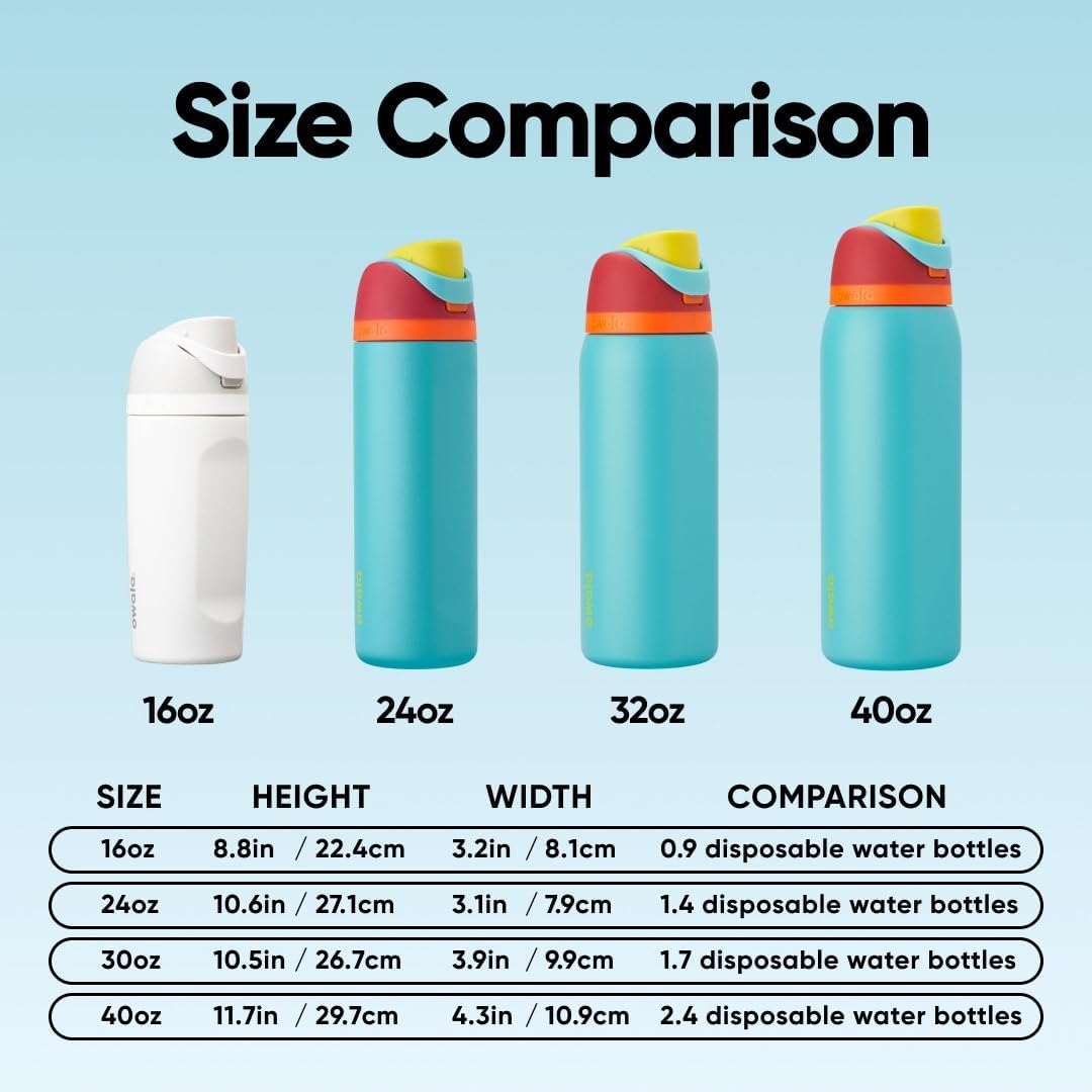 FreeSip Insulated Stainless Steel Water Bottle with Straw for Sports and Travel, BPA-Free, 32oz, Foggy Tide - Colors B
