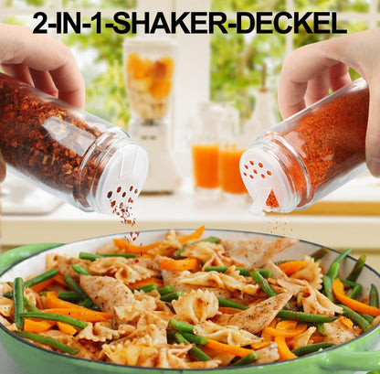 Glass Spice Jars with 398 Labels-4oz 24 Pcs,Round Seasoning Jars with Bamboo Airtight Lids,Spice Container Set -Shaker Lids, Funnel,Brush and Marker Included