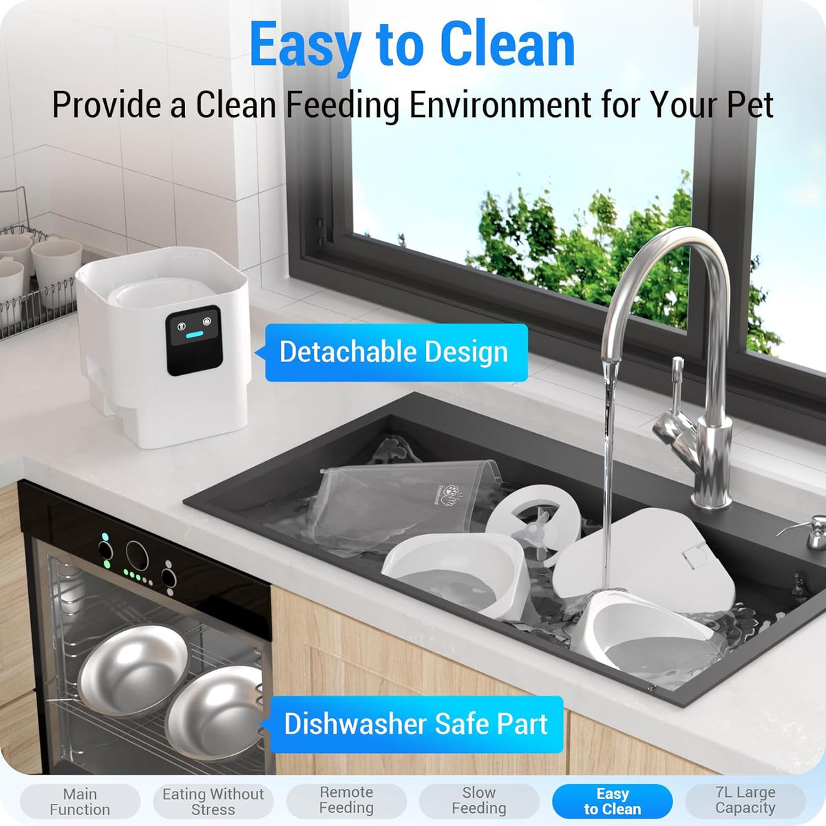Automatic Cat Feeder with 2K Camera: 5G WiFi Automatic Dog Feeder with Night Vision,Cat Food Dispenser with 7L Large Food Storage Container for Multiple Pet,Detachable for Easy Clean -29 Cup