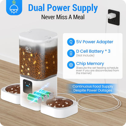 Automatic Cat Feeder with 2K Camera: 5G WiFi Automatic Dog Feeder with Night Vision,Cat Food Dispenser with 7L Large Food Storage Container for Multiple Pet,Detachable for Easy Clean -29 Cup