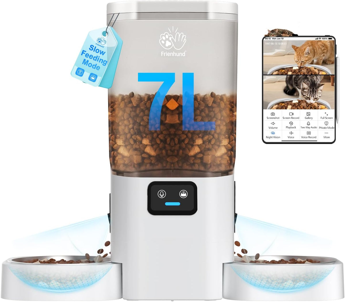 Automatic Cat Feeder with 2K Camera: 5G WiFi Automatic Dog Feeder with Night Vision,Cat Food Dispenser with 7L Large Food Storage Container for Multiple Pet,Detachable for Easy Clean -29 Cup