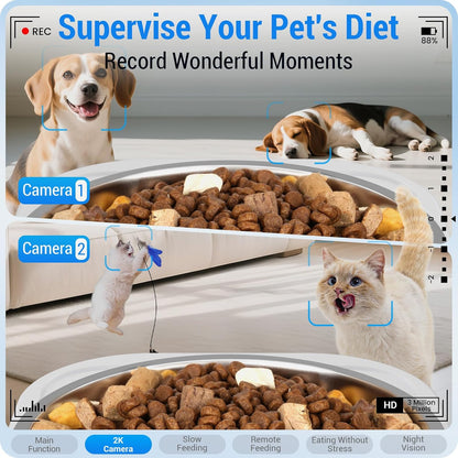 Automatic Cat Feeder with 2K Camera: 5G WiFi Automatic Dog Feeder with Night Vision,Cat Food Dispenser with 7L Large Food Storage Container for Multiple Pet,Detachable for Easy Clean -29 Cup