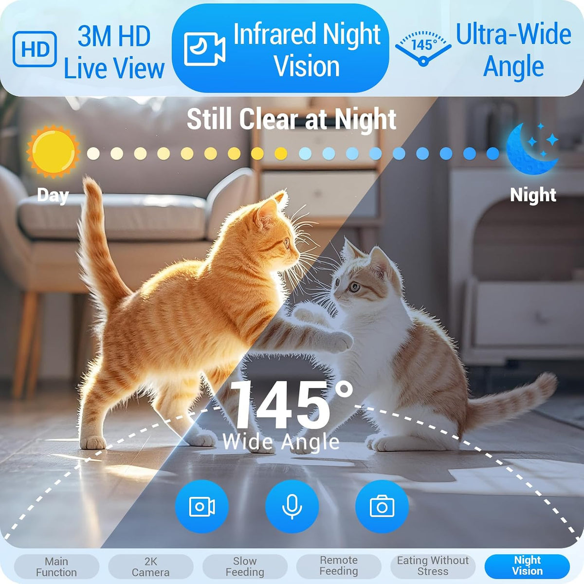 Automatic Cat Feeder with 2K Camera: 5G WiFi Automatic Dog Feeder with Night Vision,Cat Food Dispenser with 7L Large Food Storage Container for Multiple Pet,Detachable for Easy Clean -29 Cup
