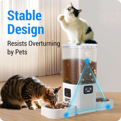 Automatic Cat Feeder with 2K Camera: 5G WiFi Automatic Dog Feeder with Night Vision,Cat Food Dispenser with 7L Large Food Storage Container for Multiple Pet,Detachable for Easy Clean -29 Cup