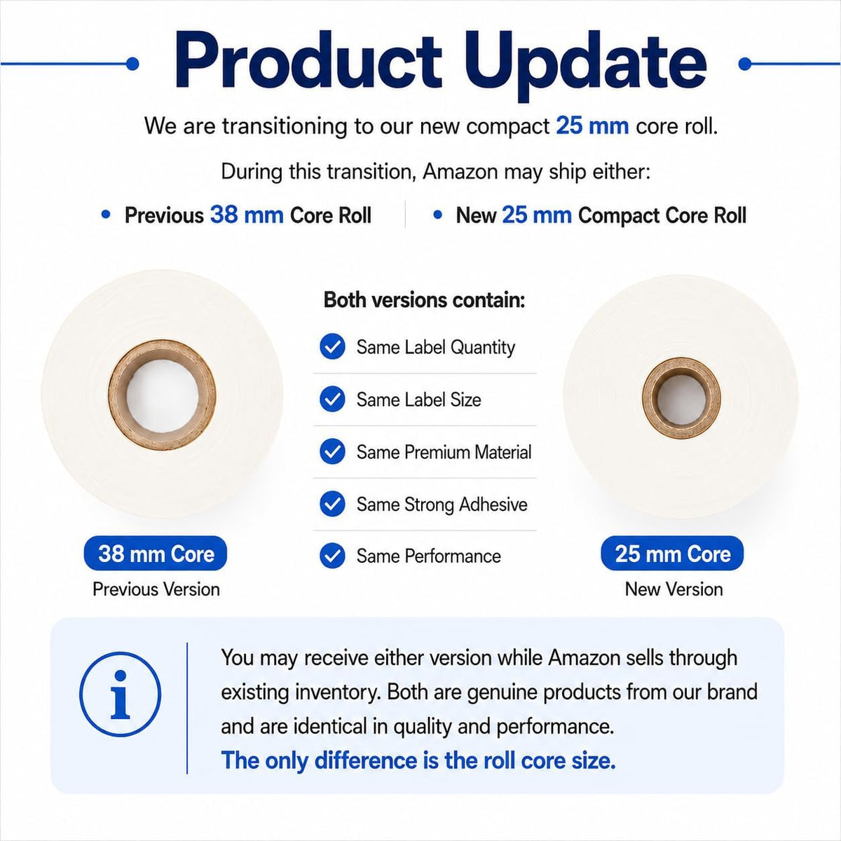 Blank Waterproof Label Stickers, Medium White Write-On Polypropylene Labels with Strong Permanent Adhesive, 70mm x 40mm (2.8” x 1.6”) 500/Roll, for Bottles, Storage Bins, Pantry & Cleaning Supplies