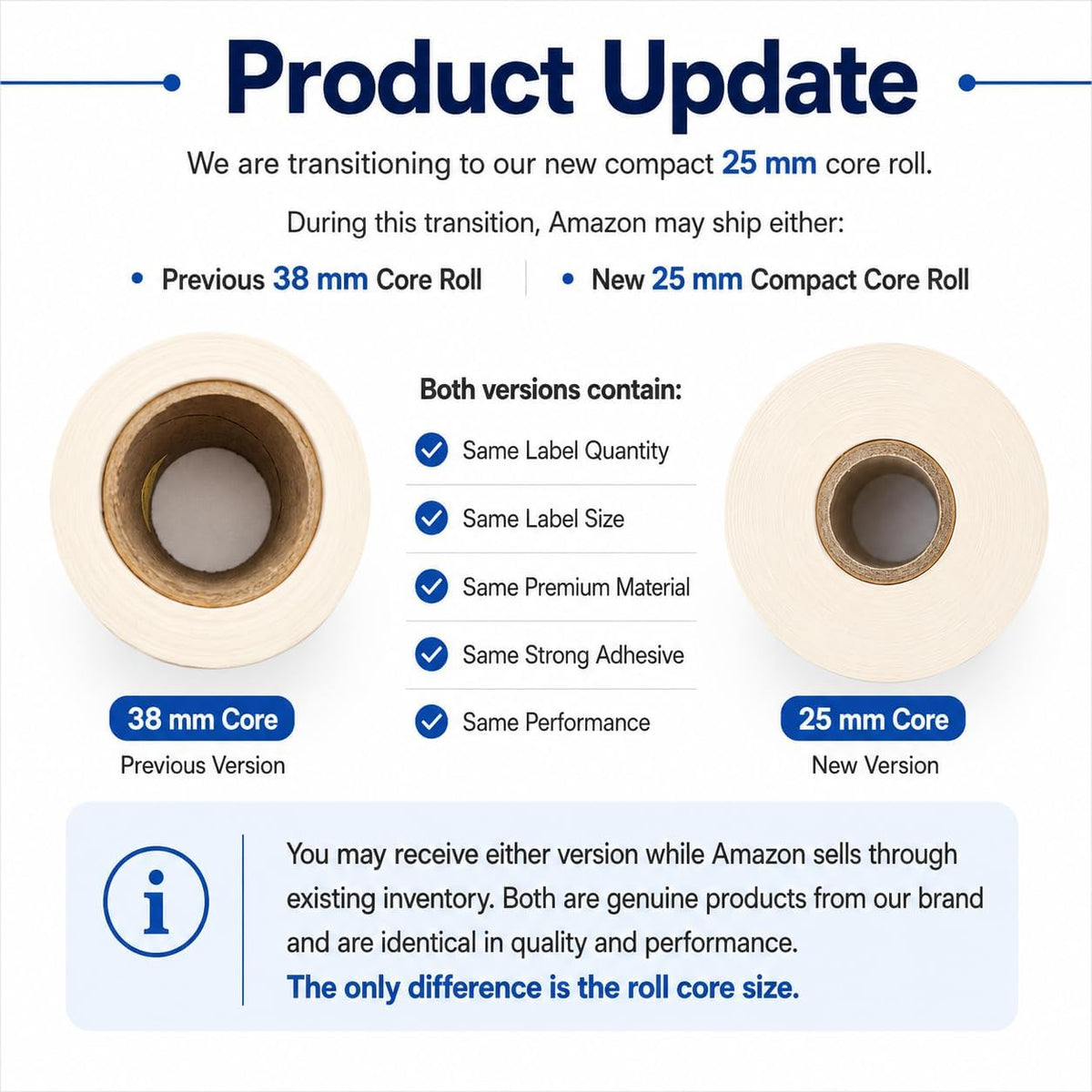 Blank Waterproof Label Stickers, Medium White Write-On Polypropylene Labels with Strong Permanent Adhesive, 70mm x 40mm (2.8” x 1.6”) 500/Roll, for Bottles, Storage Bins, Pantry & Cleaning Supplies
