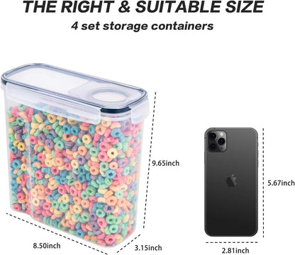 Cereal Containers Storage Set - Airtight Large Dry Cereal Container (135.2oz), BPA Free Dispenser Plastic Cereal Storage Containers with 16 Labels & Pen