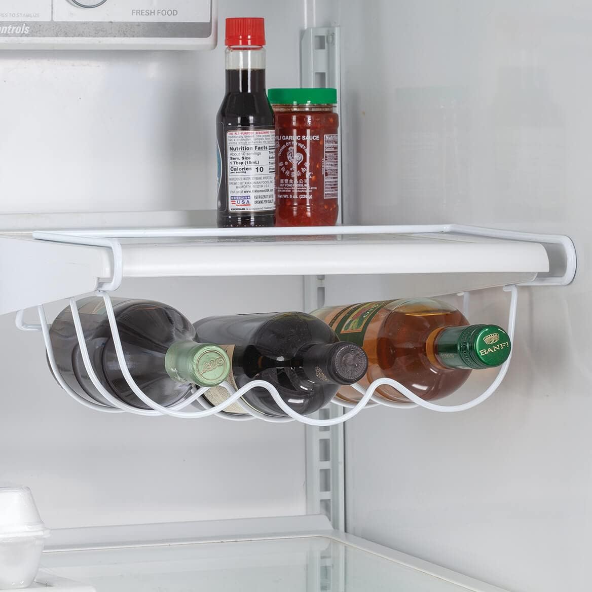 Fox Valley Traders Fridge Shelf Wine Rack, Durable White Coated Wire