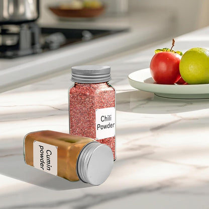 Glass Spice Bottles 6-Pack, 4oz with Shaker Lids for Salt Pepper