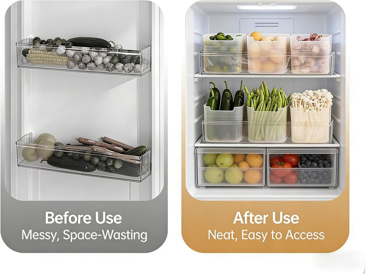 6 Pcs Mini Fridge Organizer, Fridge Organizer, Yogurt Organizer for Fridge,Transparent Suitable for Storing Vegetables, Fruits, Sauces, Snacks