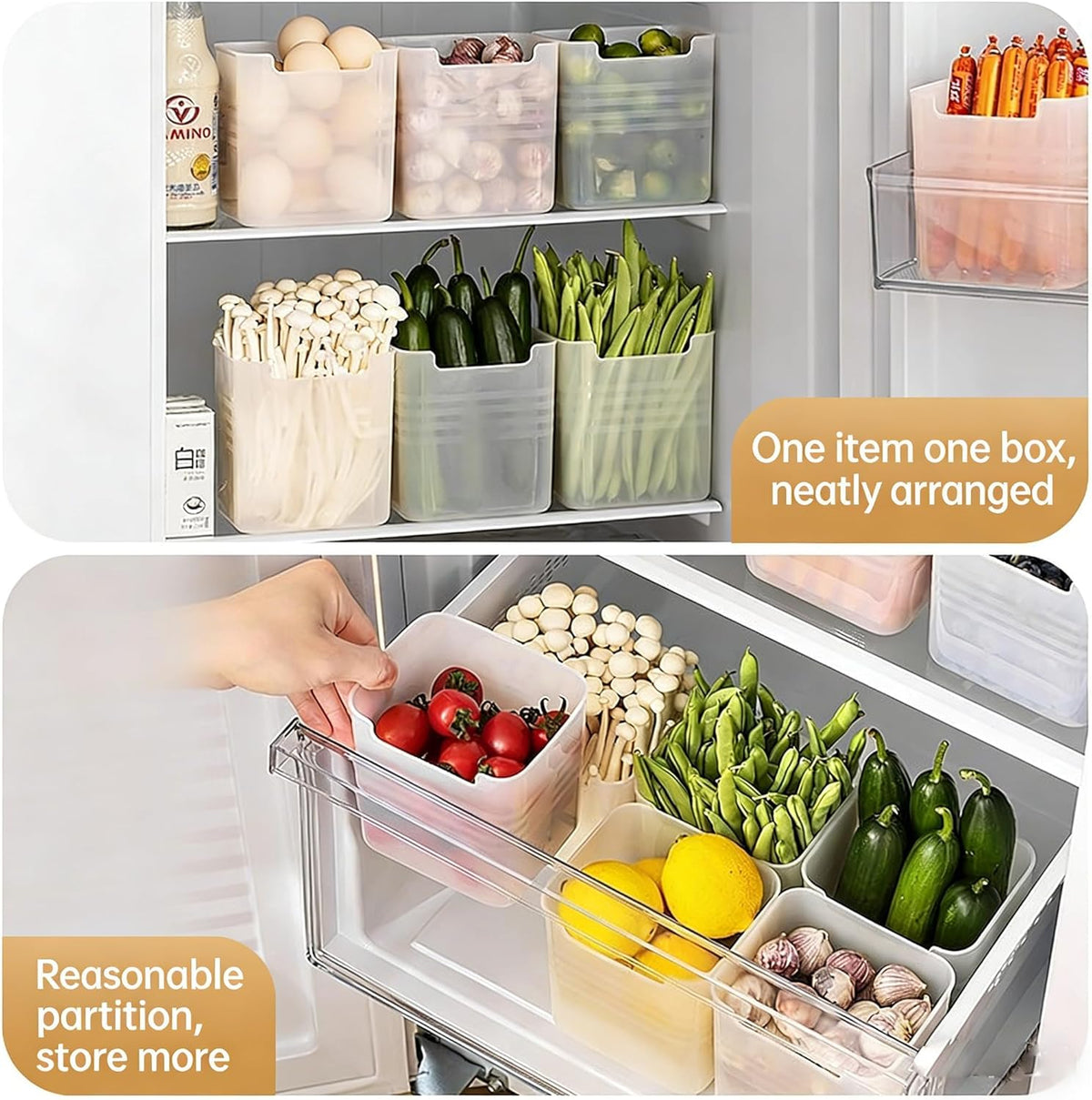 6 Pcs Mini Fridge Organizer, Fridge Organizer, Yogurt Organizer for Fridge,Transparent Suitable for Storing Vegetables, Fruits, Sauces, Snacks