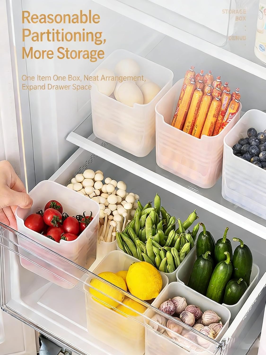 6 Pcs Mini Fridge Organizer, Fridge Organizer, Yogurt Organizer for Fridge,Transparent Suitable for Storing Vegetables, Fruits, Sauces, Snacks