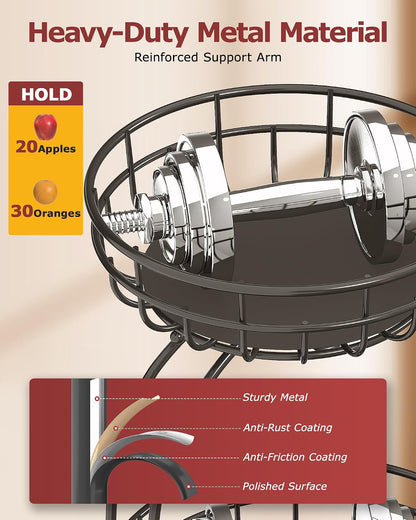 2 Tier Modern Fruit Basket for Kitchen Counter with 2 Banana Hook