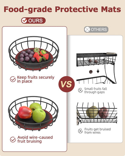 2 Tier Modern Fruit Basket for Kitchen Counter with 2 Banana Hook