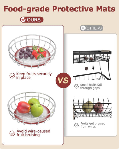 2 Tier Modern Fruit Basket for Kitchen Counter with 2 Banana Hook
