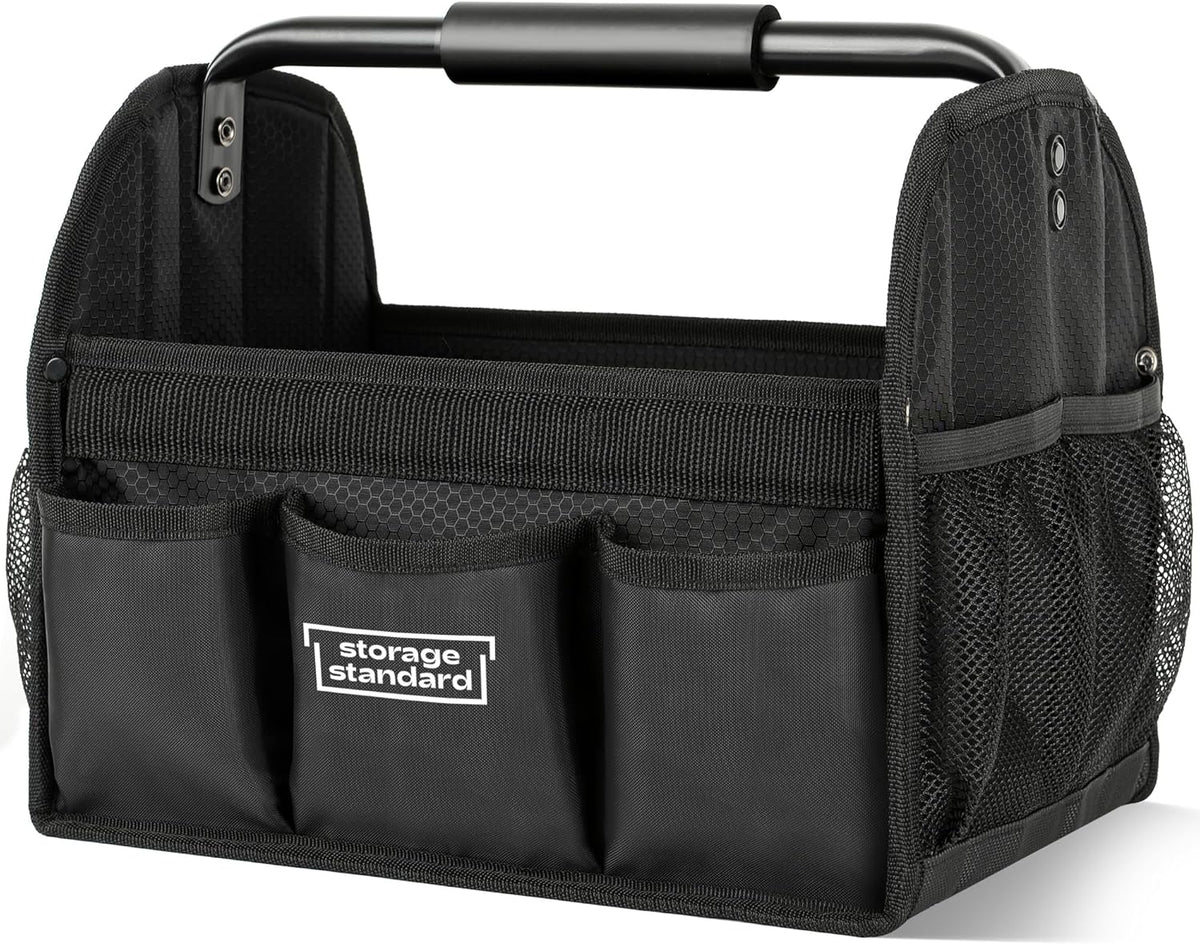Detailing Caddy Organizer with Handle - Storage, Cars, & Cleaning Caddy for Supplies, Tools, & Home Improvement - Heavy Duty Car Detailing Supplies With Multi-Pockets & Collapsible Tote Design