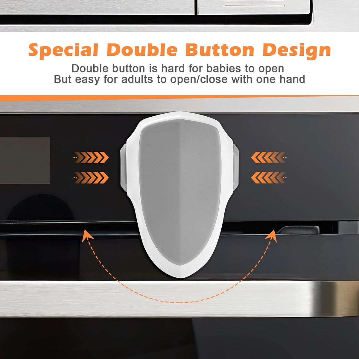 2 PCS Oven Door Lock Child Safety, Oven Baby Proof Childproof Oven Front Lock Easy to Install and Use Heat-Resistant and Durable Material, with 3M Adhesive, No Screws or Drill(2pcs,White)