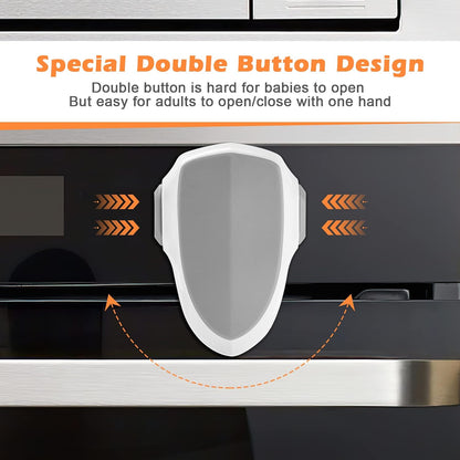2 PCS Oven Door Lock Child Safety, Oven Baby Proof Childproof Oven Front Lock Easy to Install and Use Heat-Resistant and Durable Material, with 3M Adhesive, No Screws or Drill(2pcs,White)