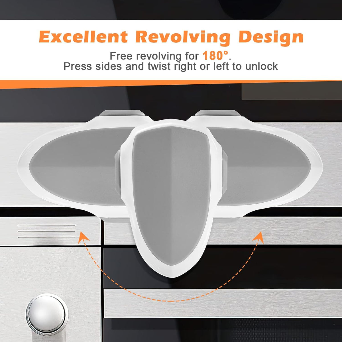 2 PCS Oven Door Lock Child Safety, Oven Baby Proof Childproof Oven Front Lock Easy to Install and Use Heat-Resistant and Durable Material, with 3M Adhesive, No Screws or Drill(2pcs,White)