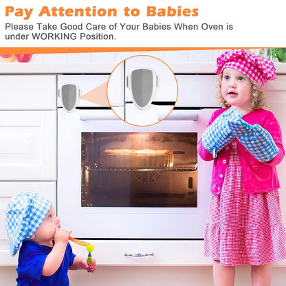 2 PCS Oven Door Lock Child Safety, Oven Baby Proof Childproof Oven Front Lock Easy to Install and Use Heat-Resistant and Durable Material, with 3M Adhesive, No Screws or Drill(2pcs,White)
