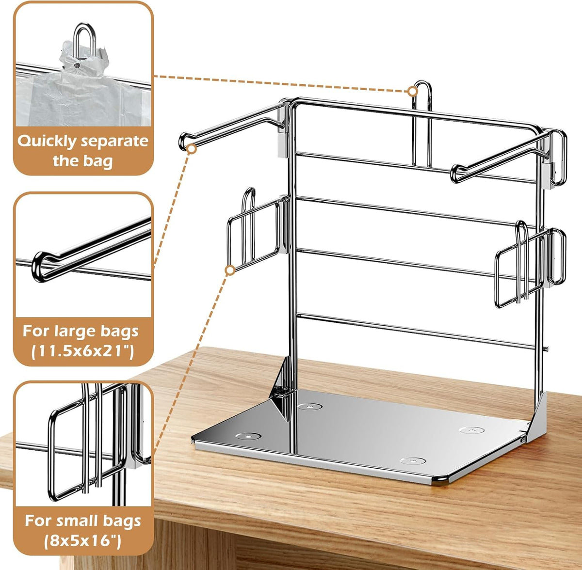 Grocery Bag Holder - Plastic Bag Organizer, Detachable Metal Shopping Bag Holder for Grocery Store & Business